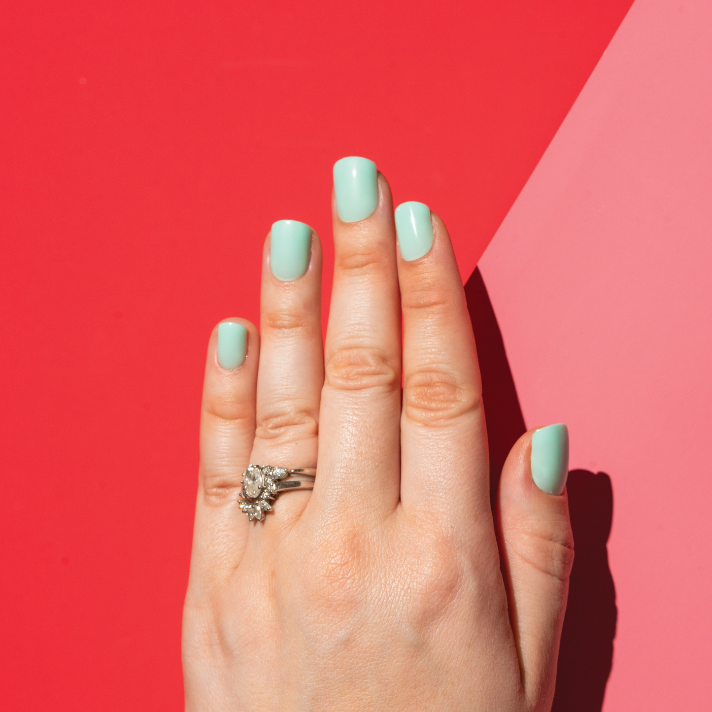 Aqua Blue Press On Nail in Short Square_FFL
