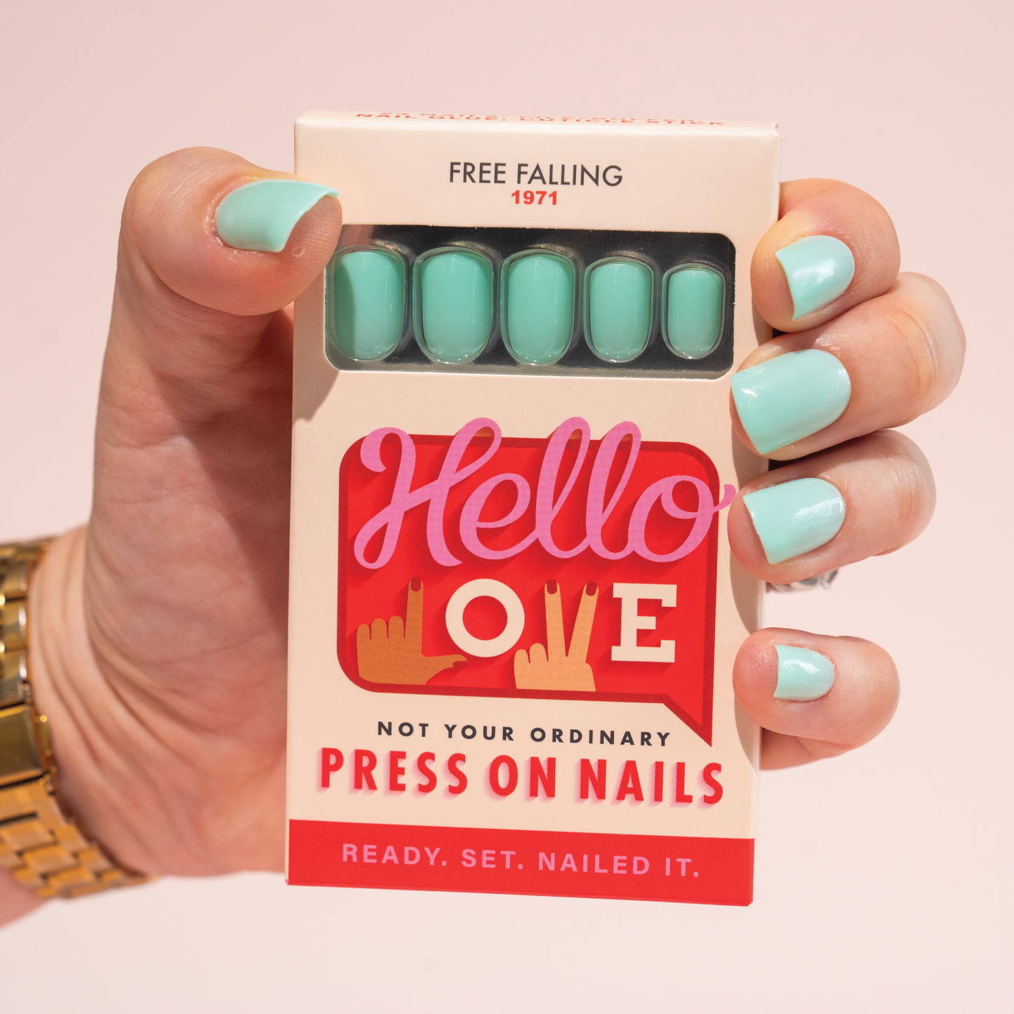 Aqua Blue Press On Nail in Short Square_FFL