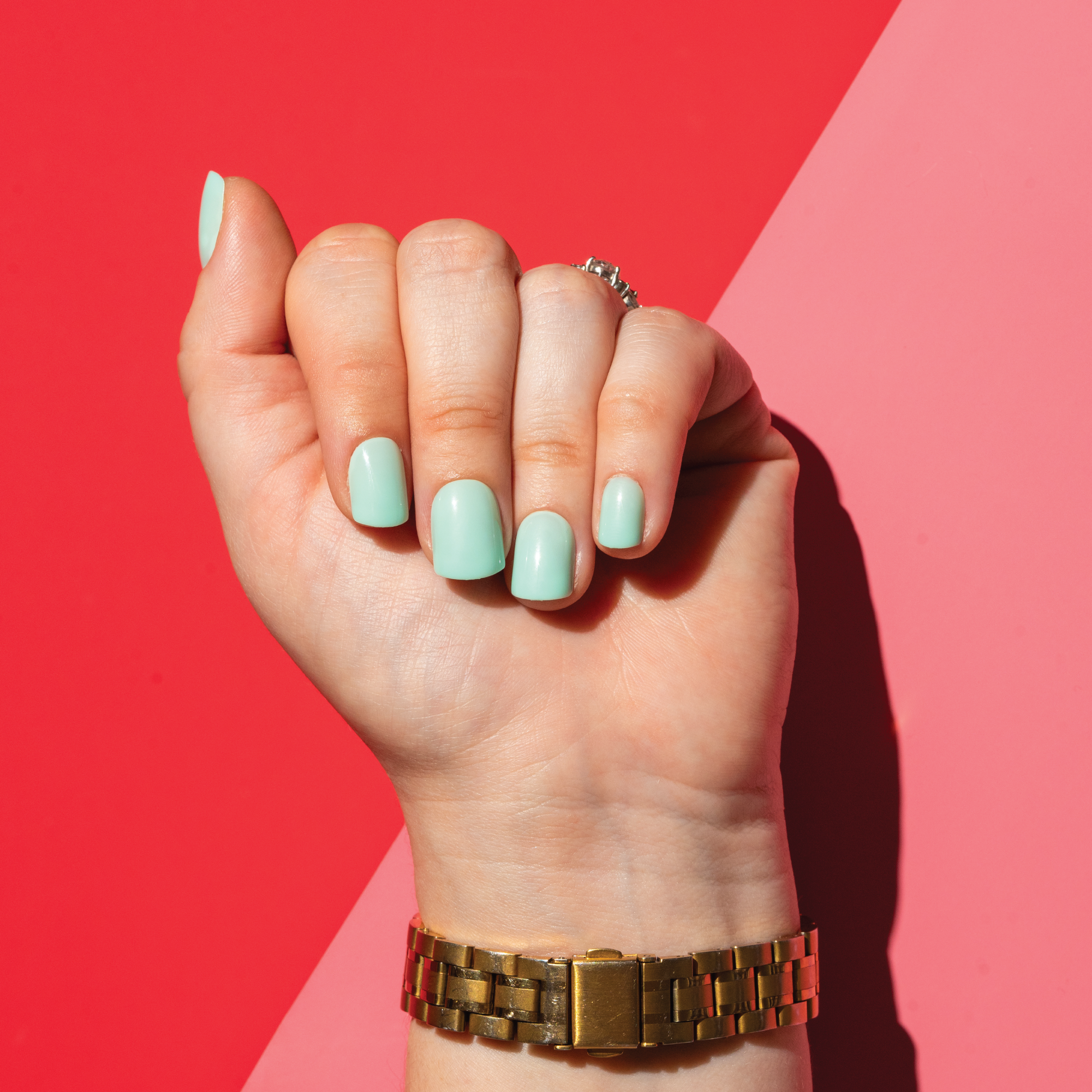 Aqua Blue Press On Nail in Short Square_FFL