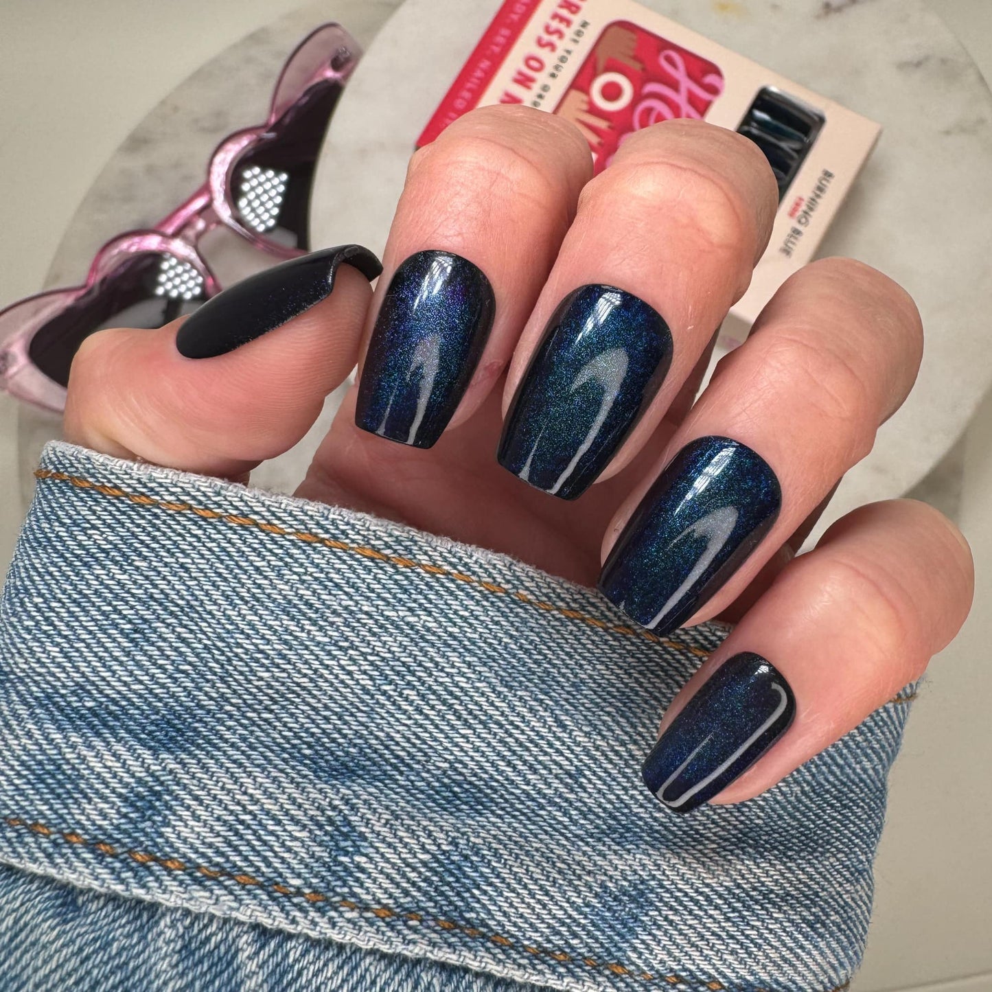 Blue Galaxy Coffin Press On Nail BBL-SQ