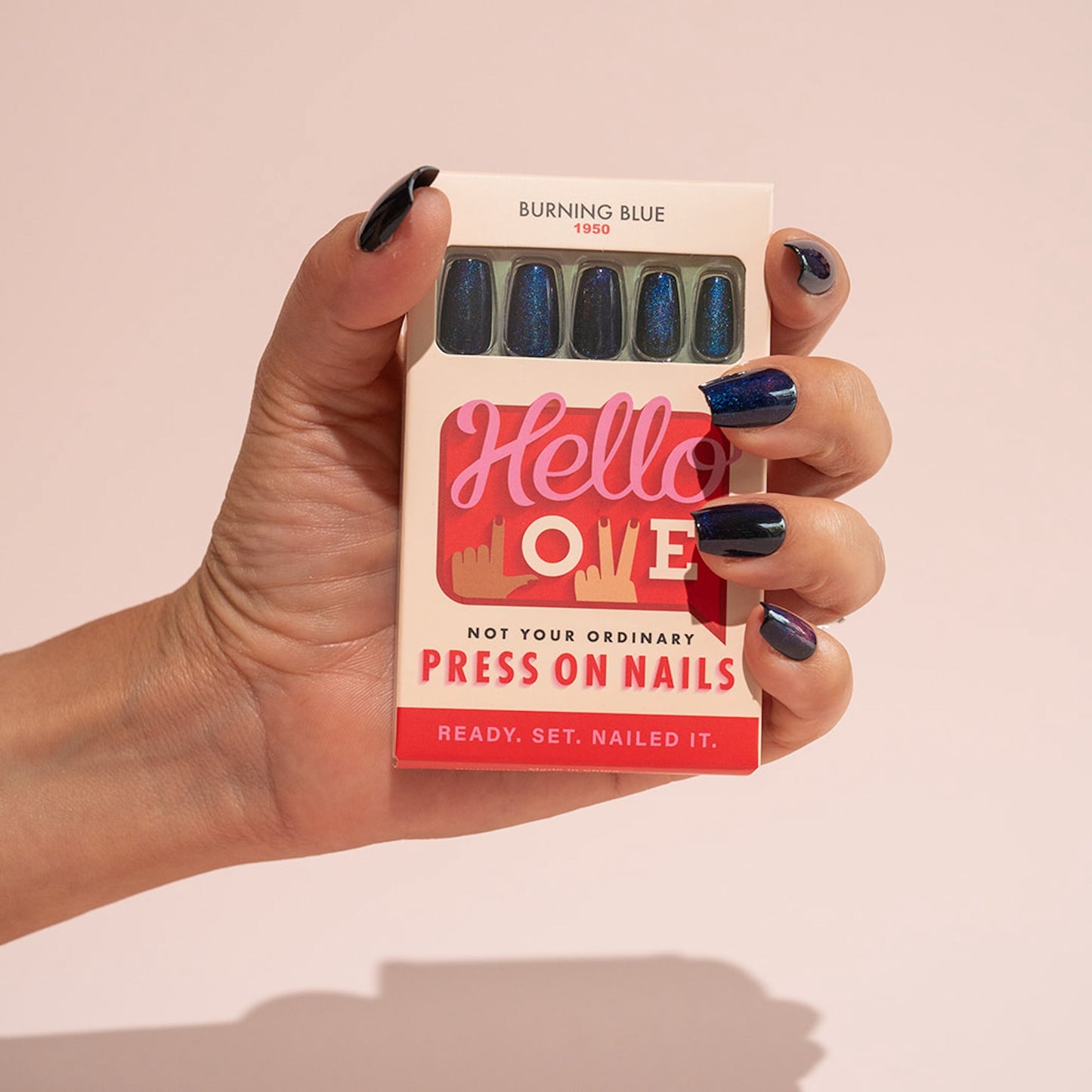 Blue Glitter Coffin Press On Nail BBL-SQ