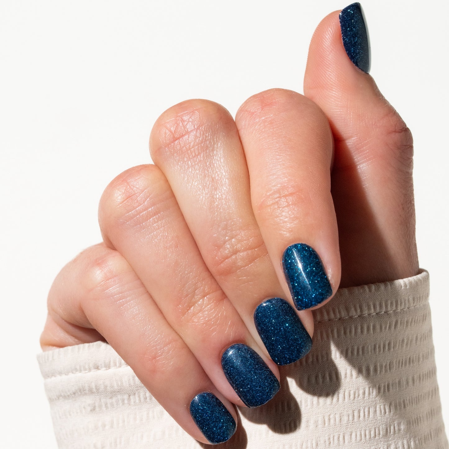 Blue Glitter Press-On Nails | Short | Square PLN