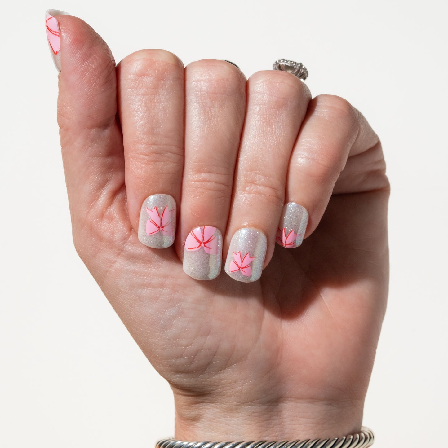Glitter Bow Press On Nails ISN