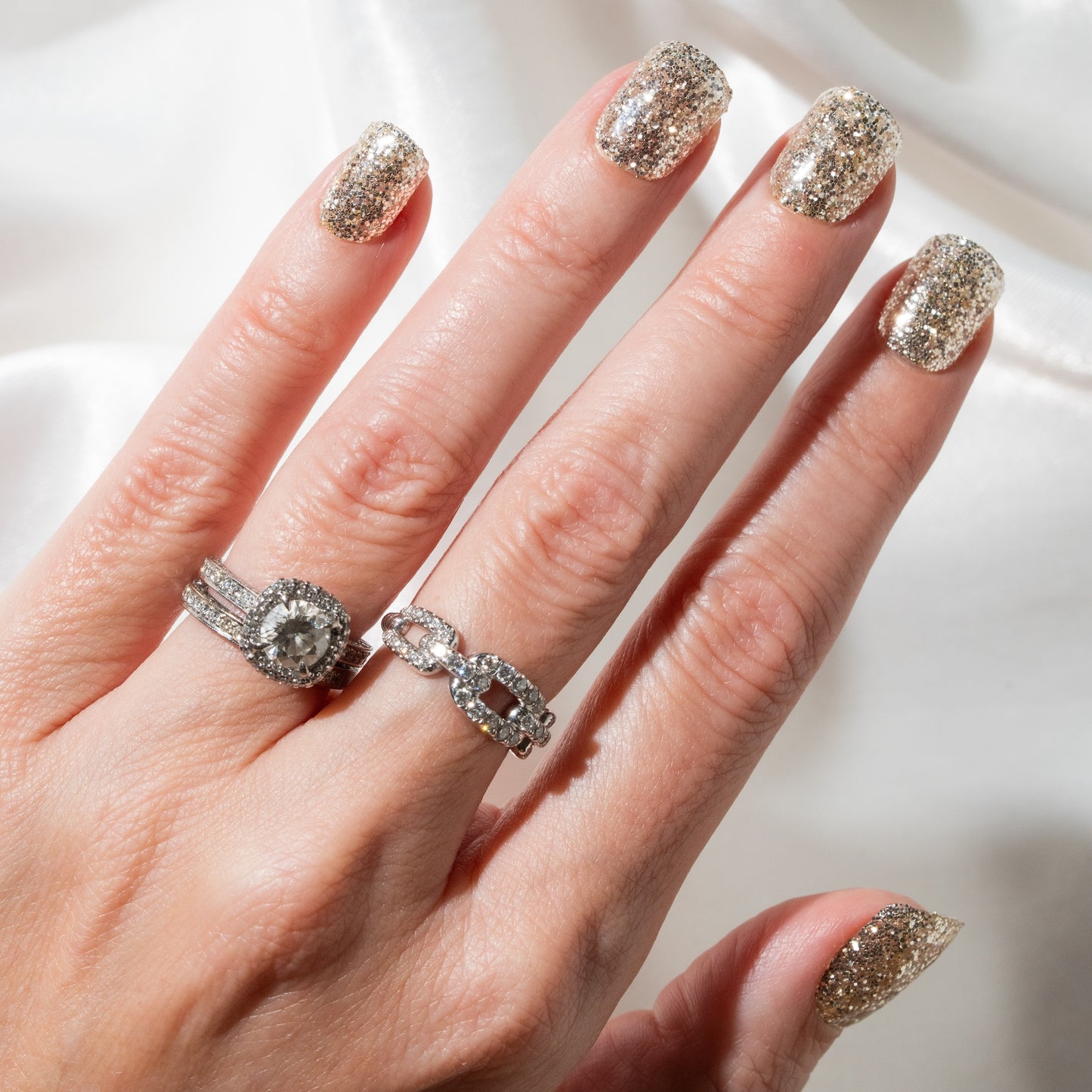 Gold Glitter Press-On Nails ESM
