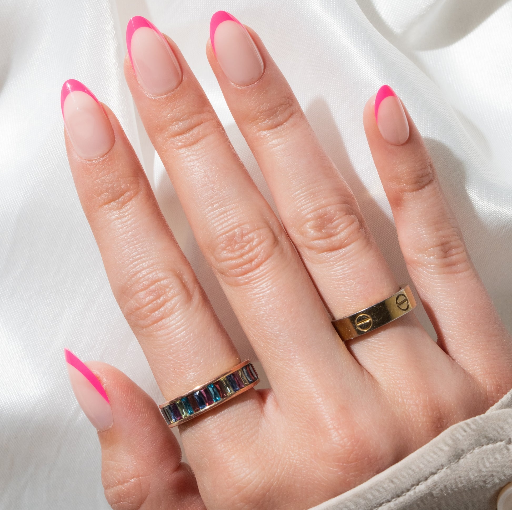 Hot Pink French Tip Press On Nail PTB-A