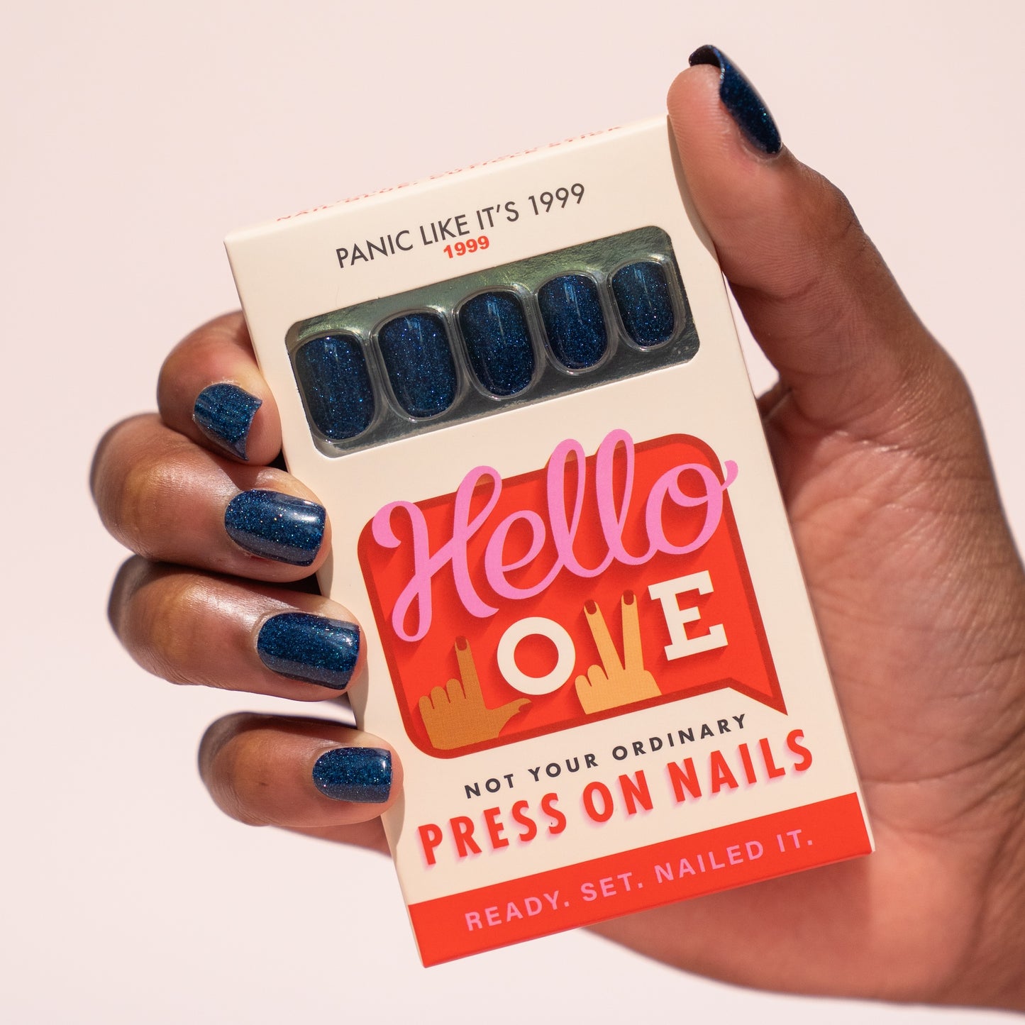 Navy Blue Glitter Press-On Nails PLN