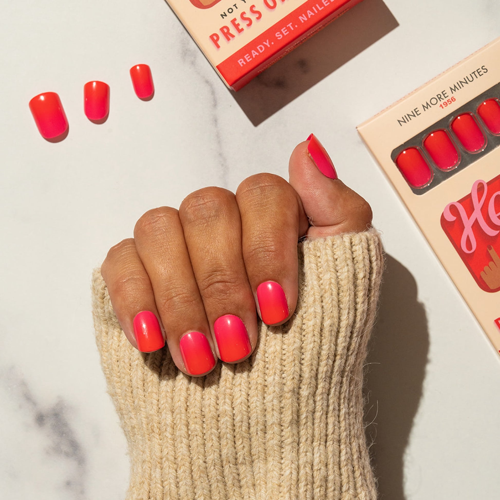 Pink and Red Ombre Nail 9MM