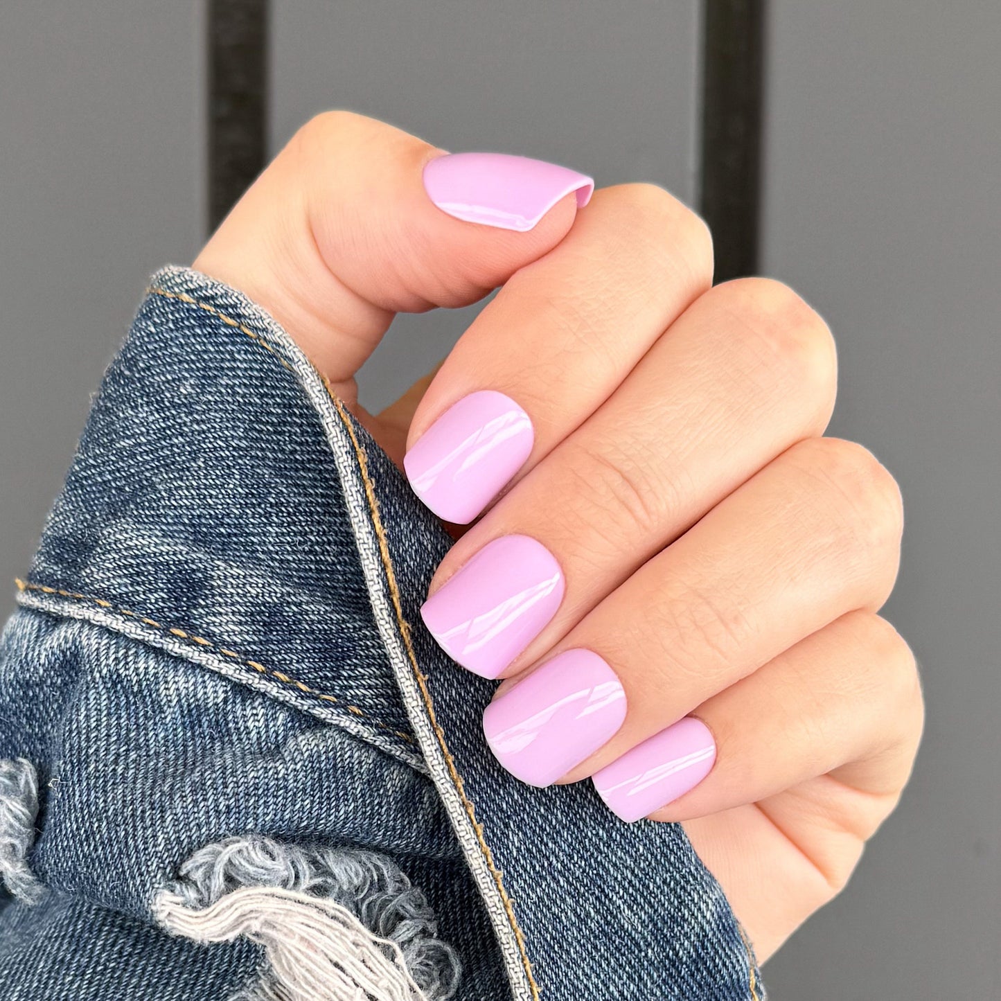 Purple Pink Press On Nail in Short Sqaure Shape