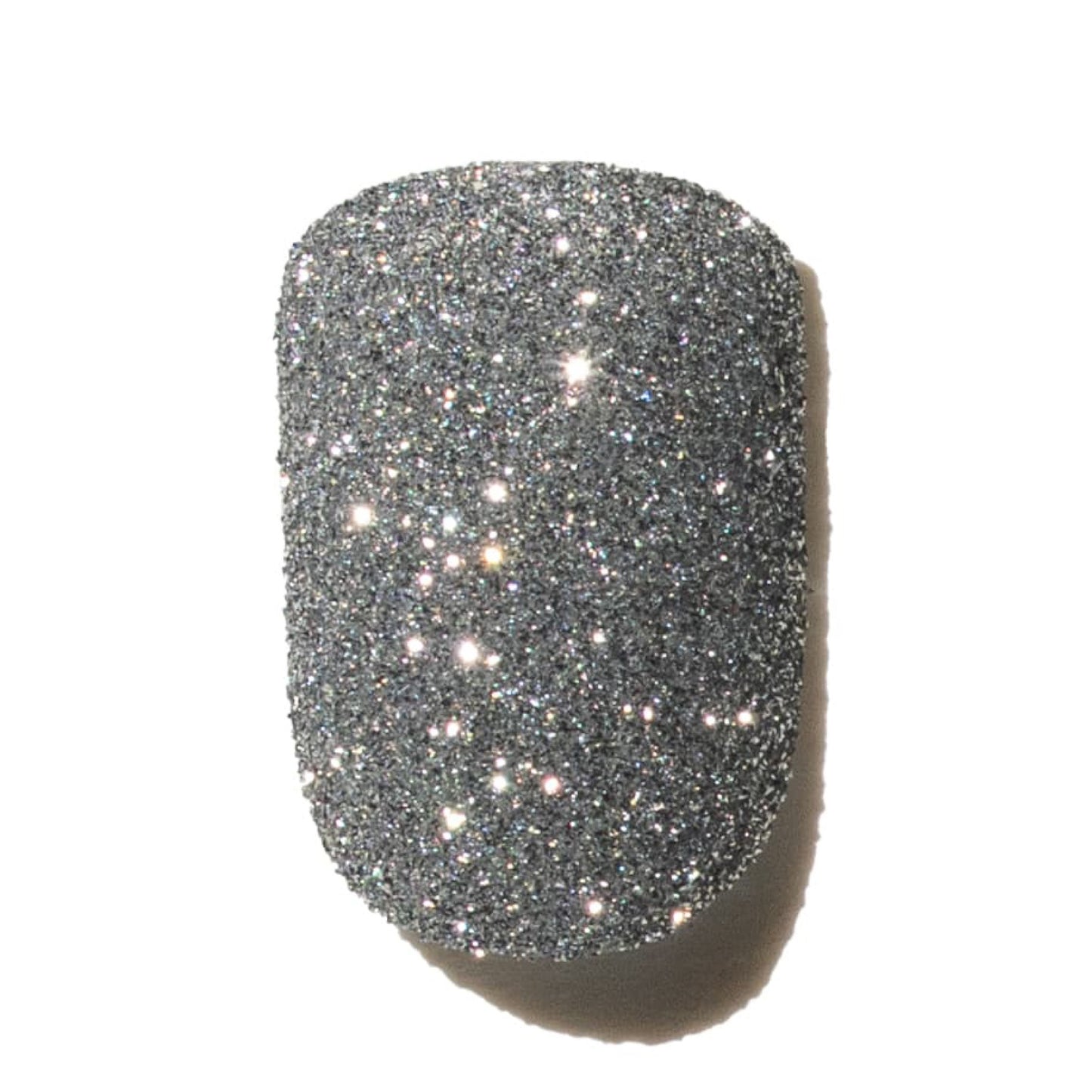 Silver Glittery press on nail on a white background