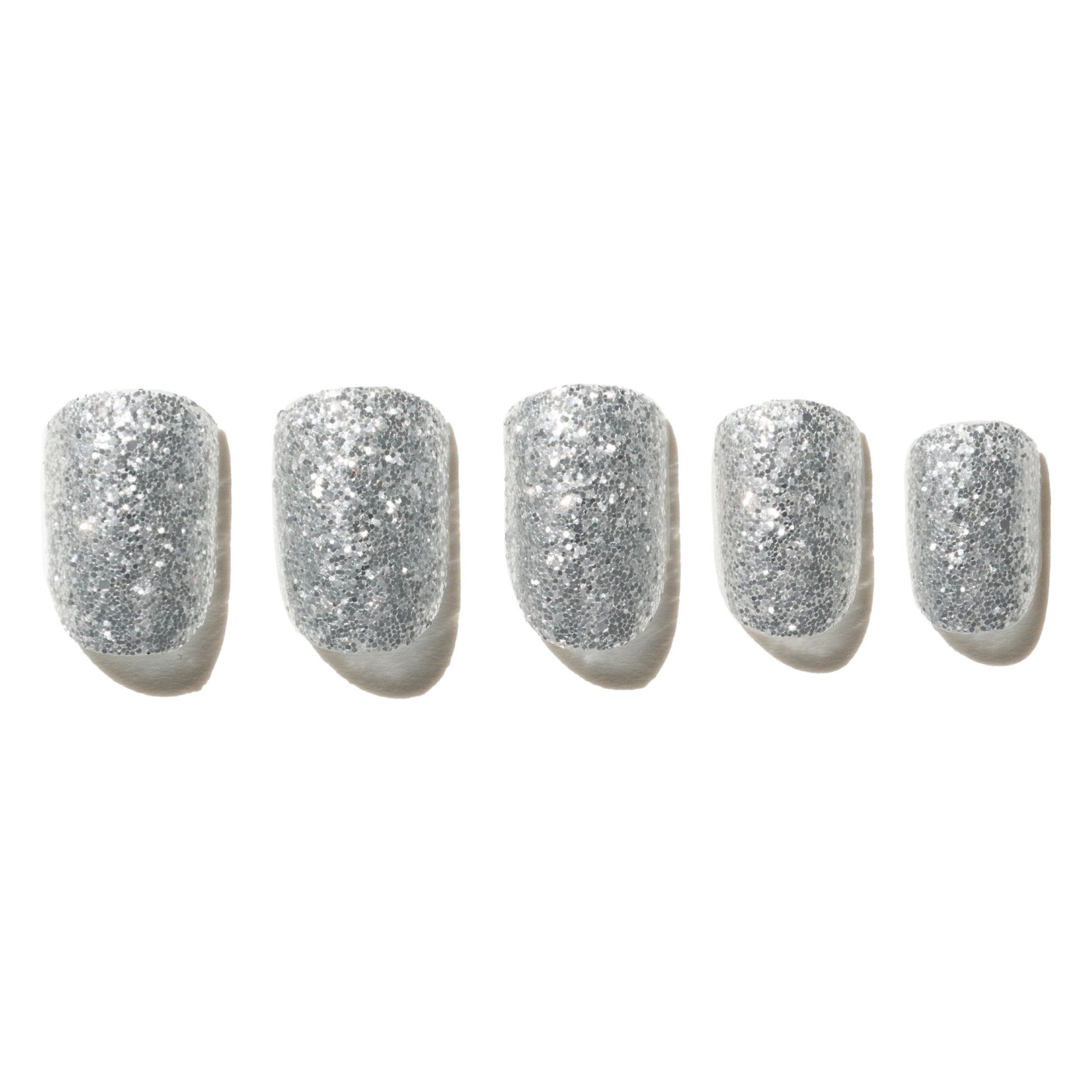 Silver Glitter Press on Nails IBM