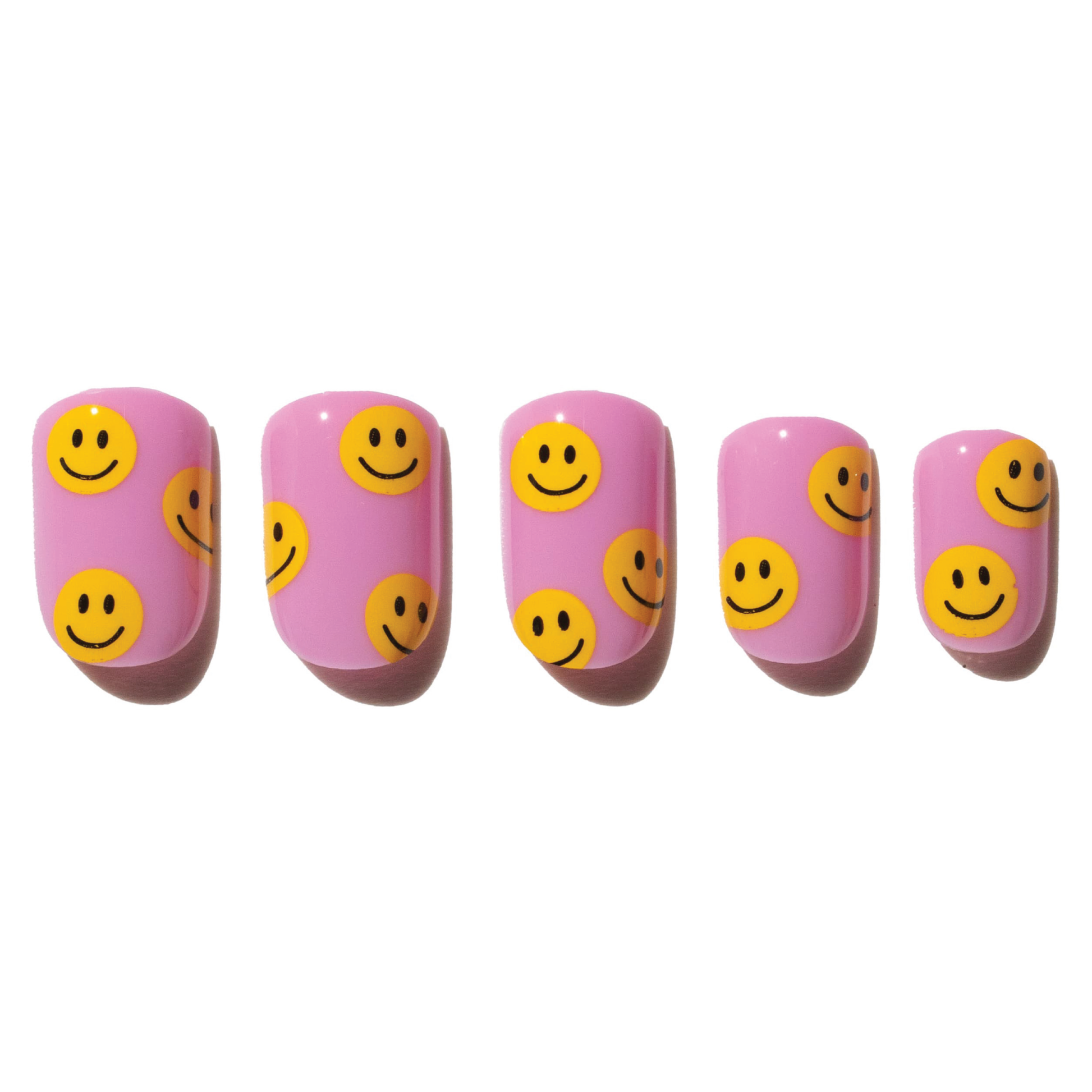 Smiley Face Press-On Nails Square ADB