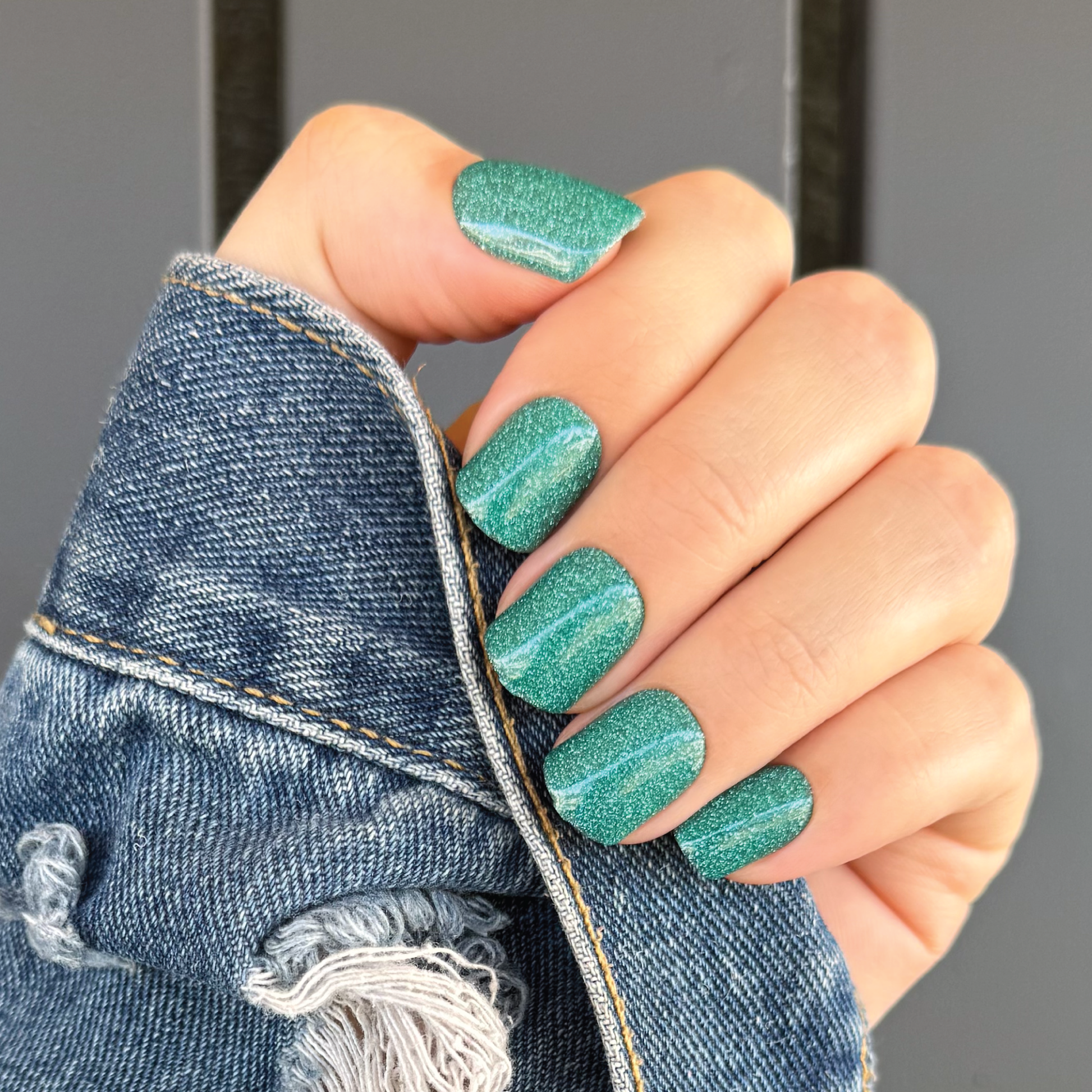 Teal Glitter Press-On Nails NSS