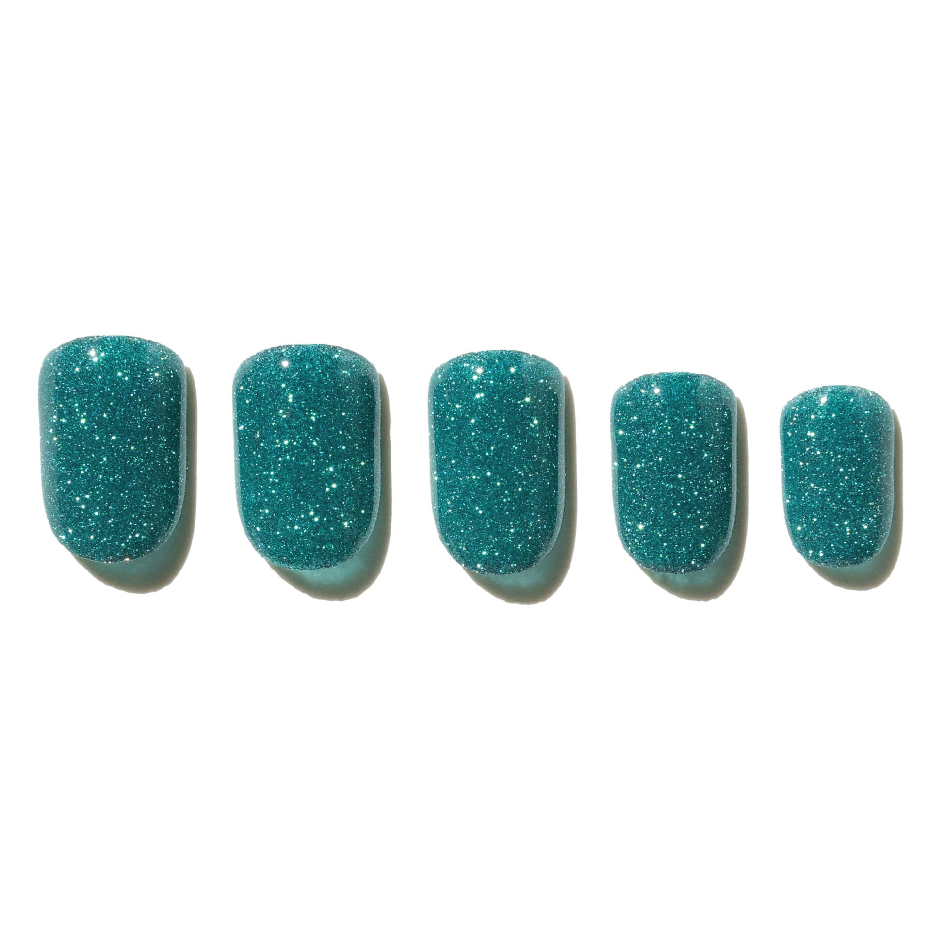 Teal Green Glitter Press-On Nails NSS