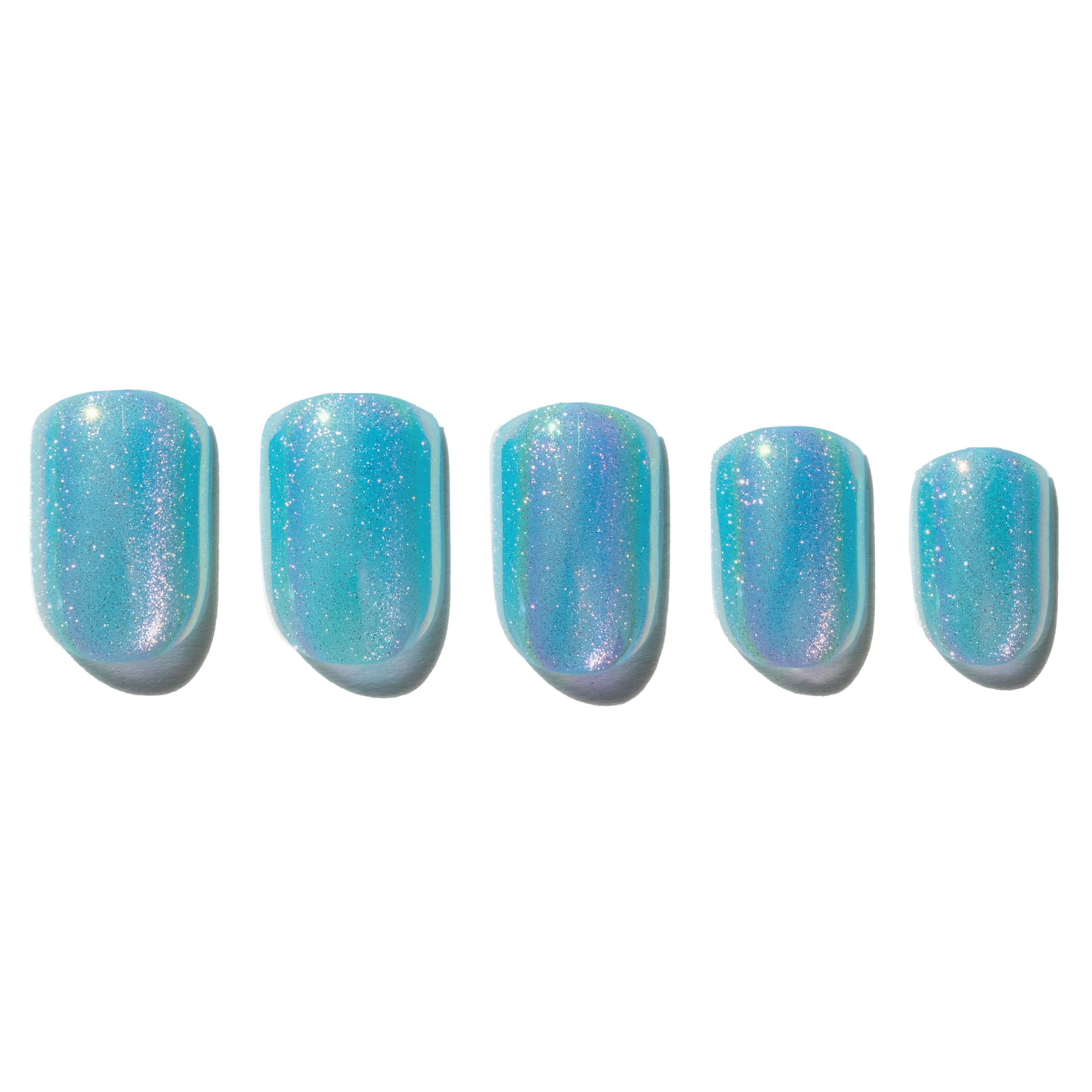 Turquoise Glitter Holographic Press On Nails WSK
