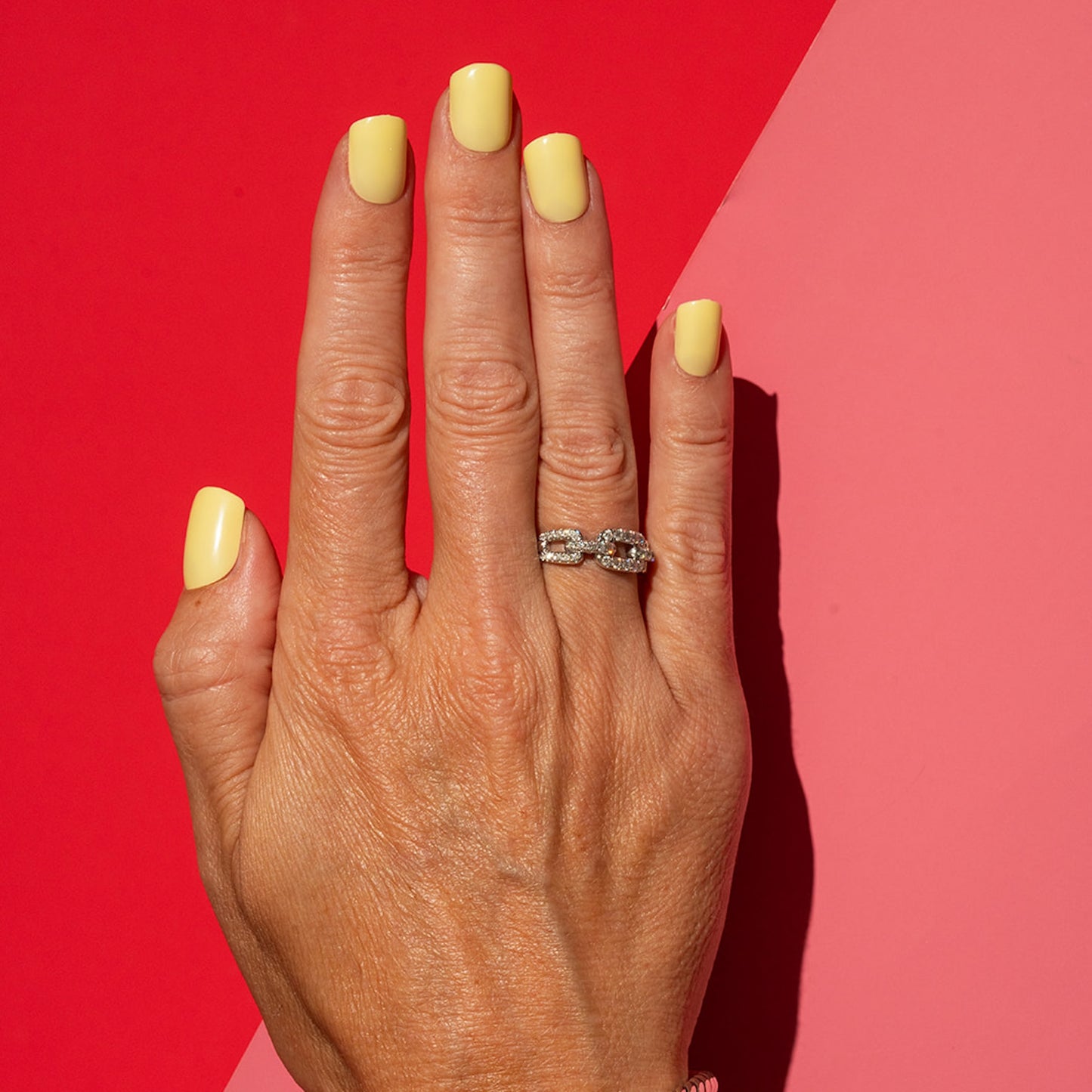 Yellow Short Square Glue On Nail_TT