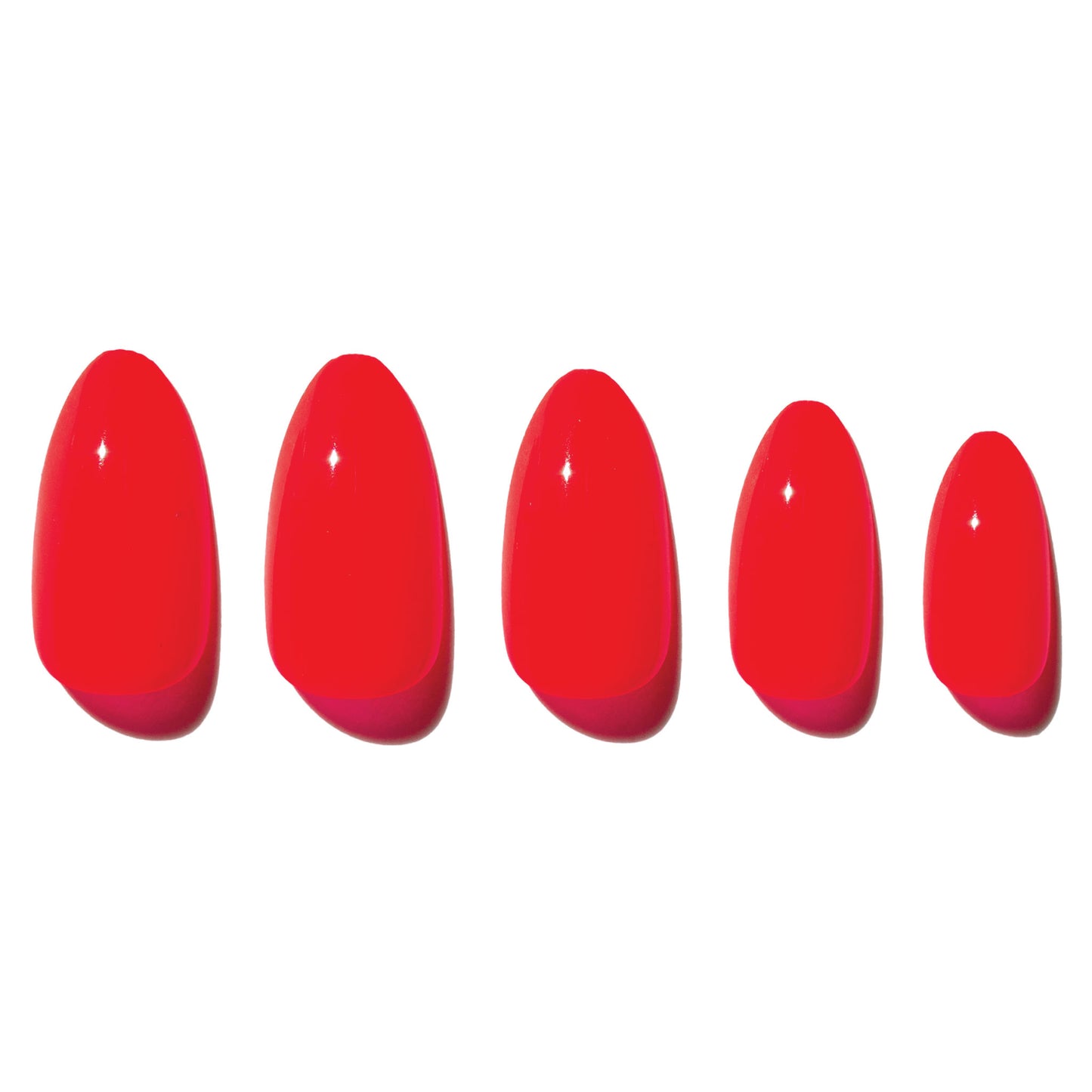 almond neon red press on nail CAF-A