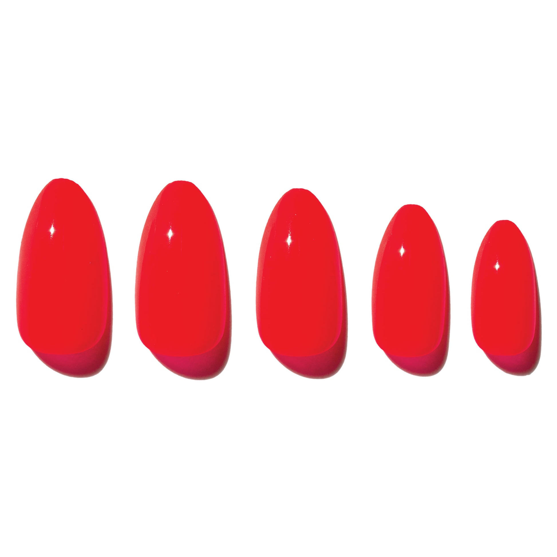 almond neon red press on nail CAF-A