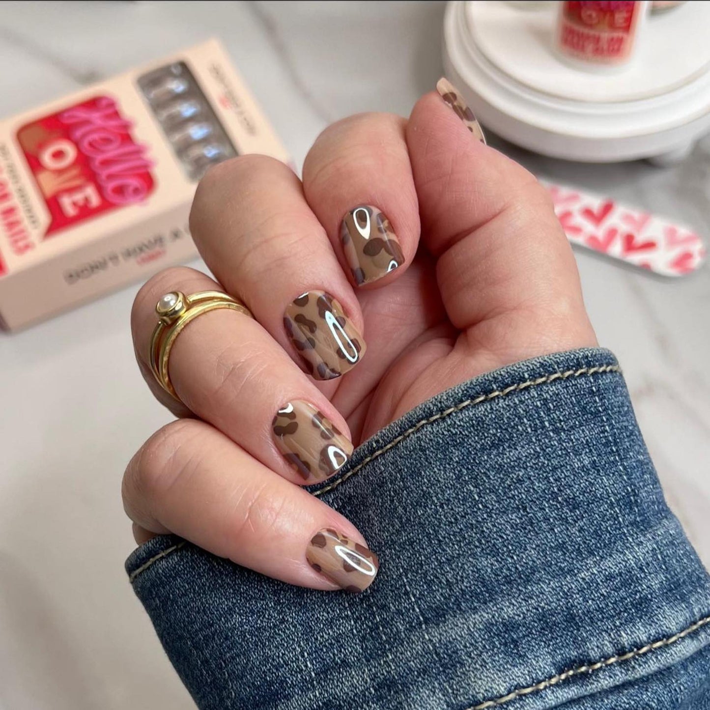 animal print leopard press on nail DHC