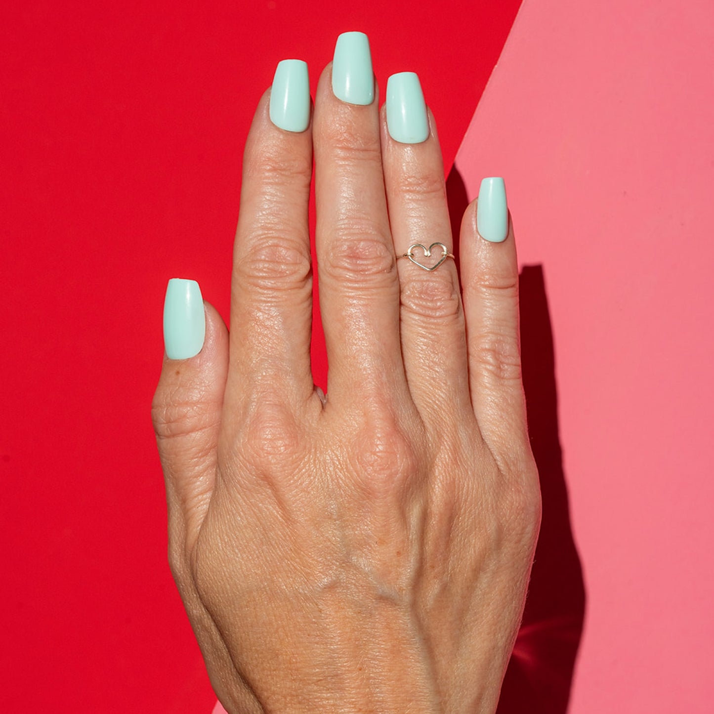 aqua medium length press on nail RTT-SQ