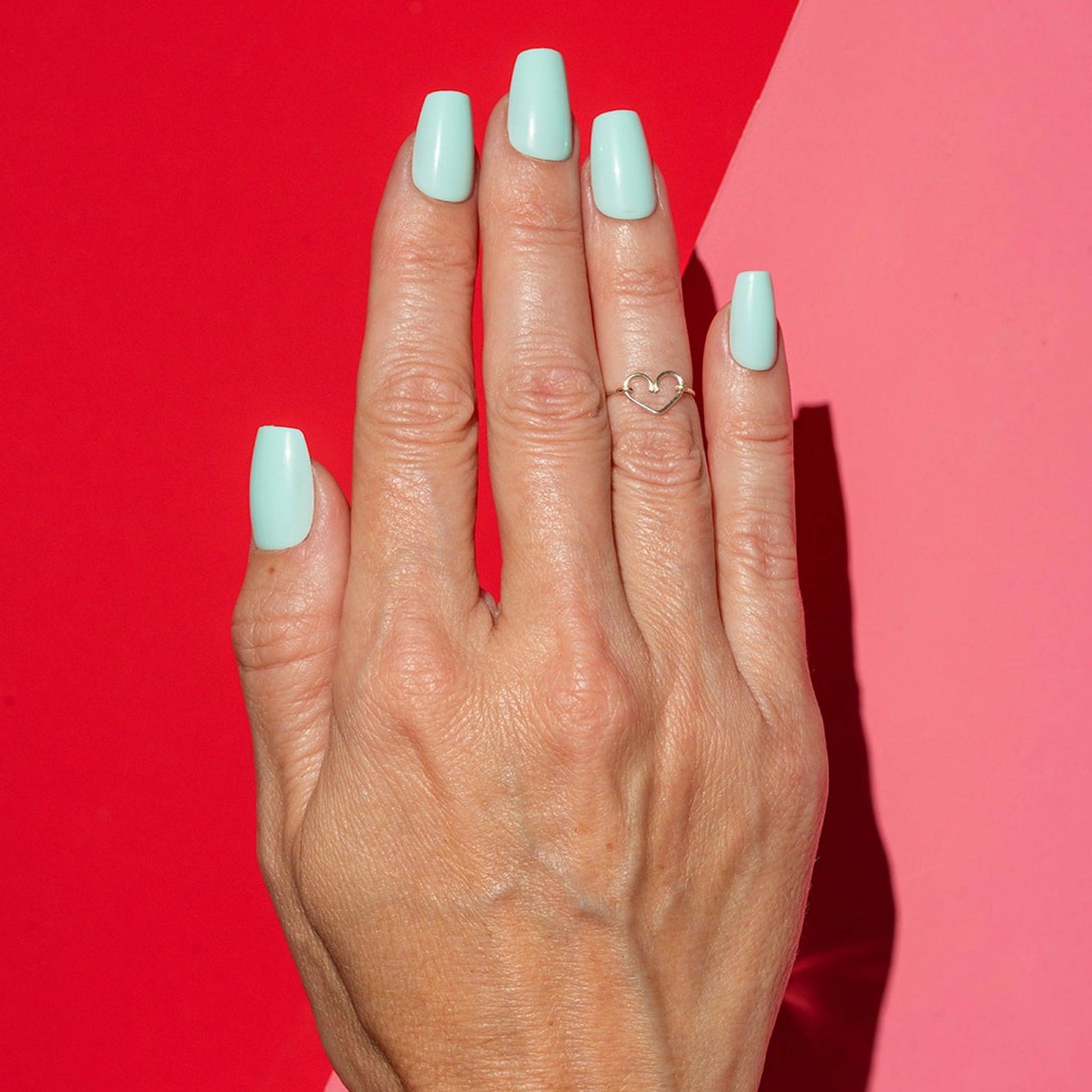 aqua medium length press on nail RTT-SQ