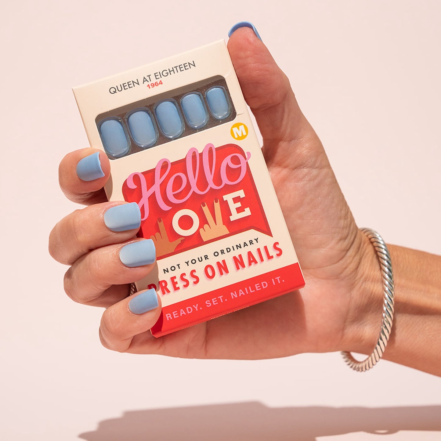 blue press on nail QAE