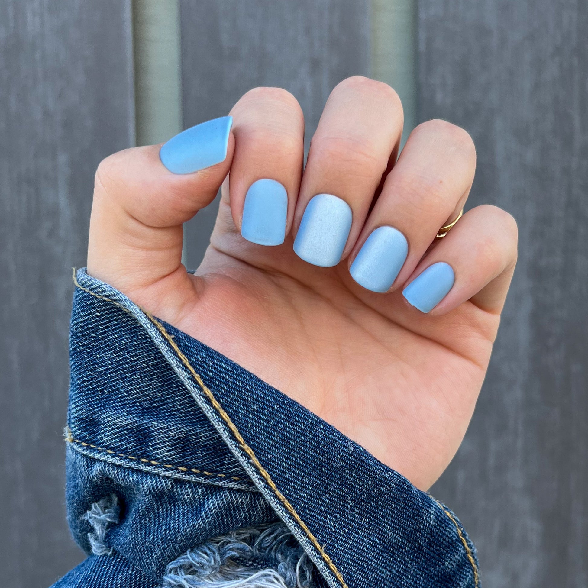 blue square press on nail QAE