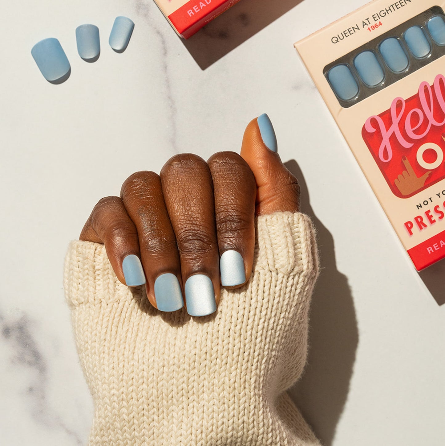blue velvet press on nail QAE