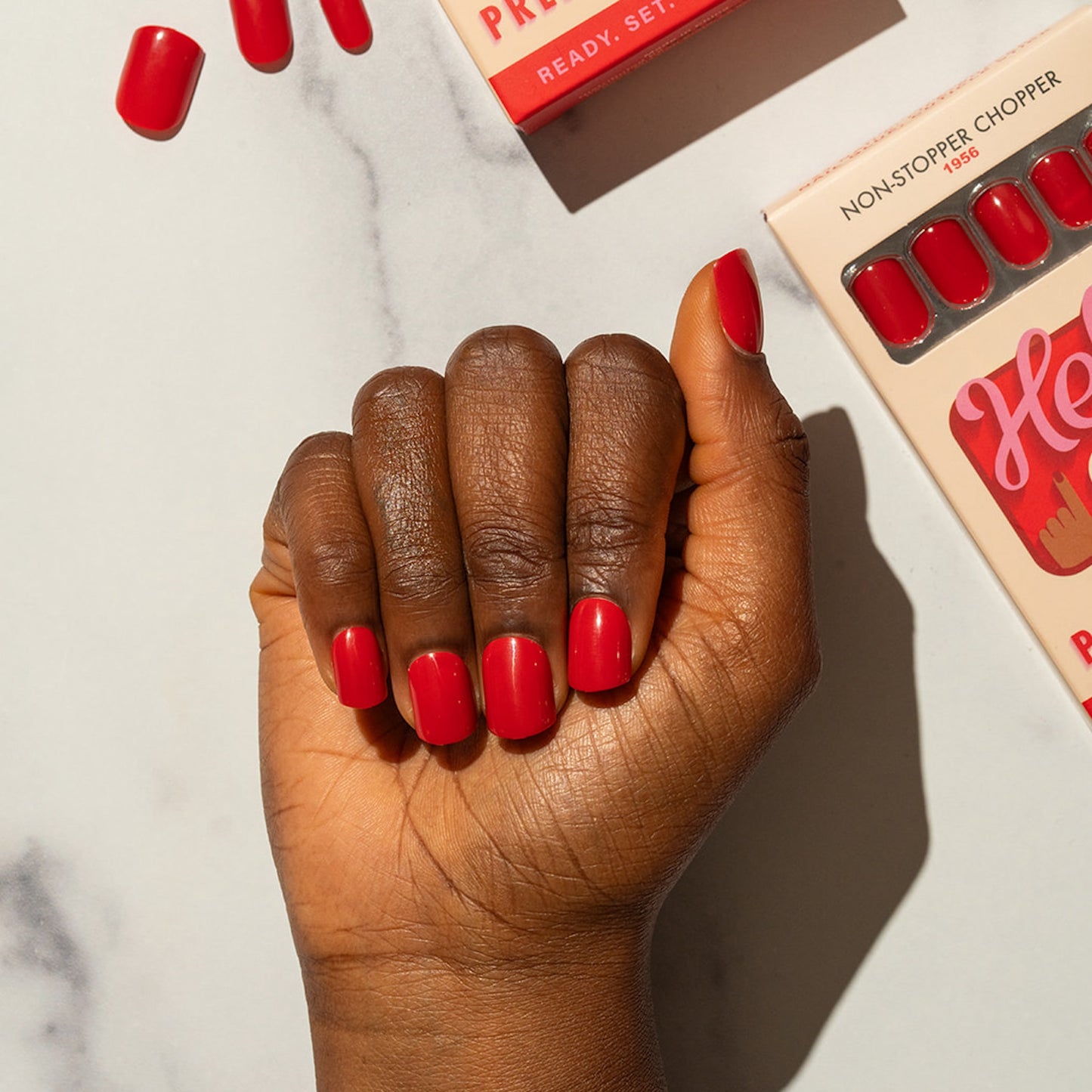bright red press on nails NSC