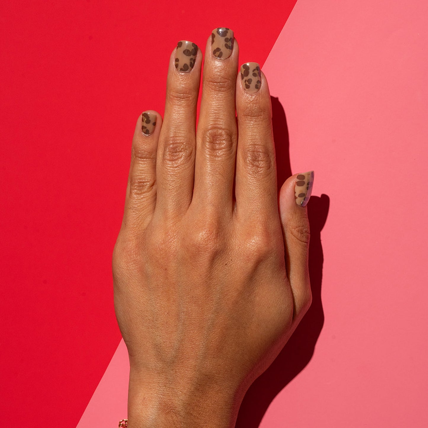 leopard press on nail beige DHC