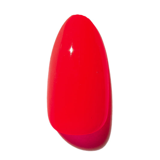 neon red almond press on nail CAF-A