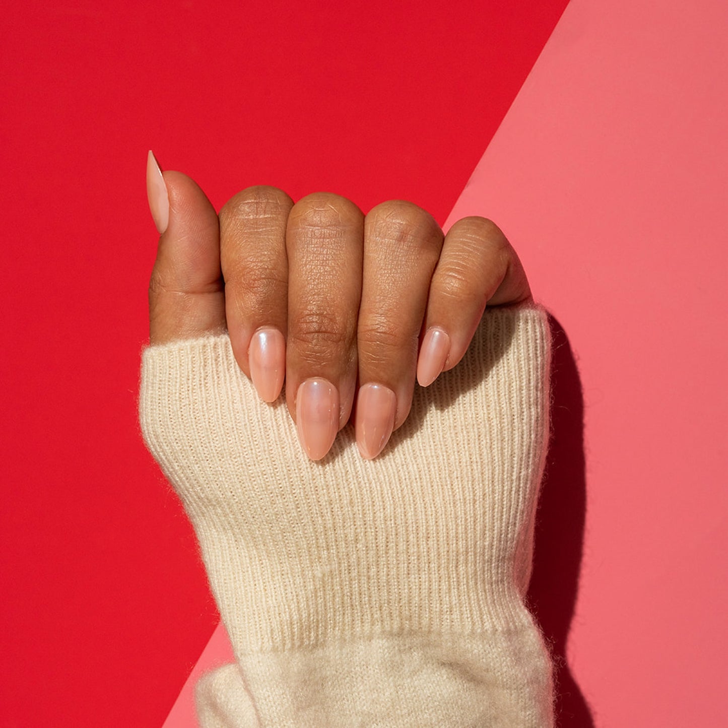 pink iridescent press on nail XOX-A