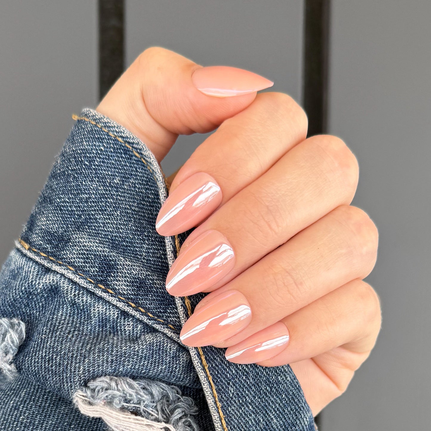 pink iridescent press on nails XOX-A