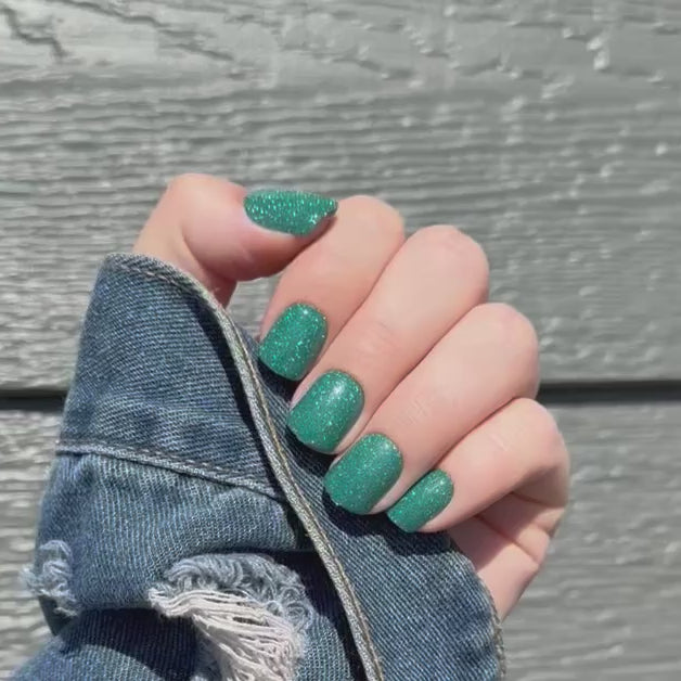 Teal Green Press On Nails