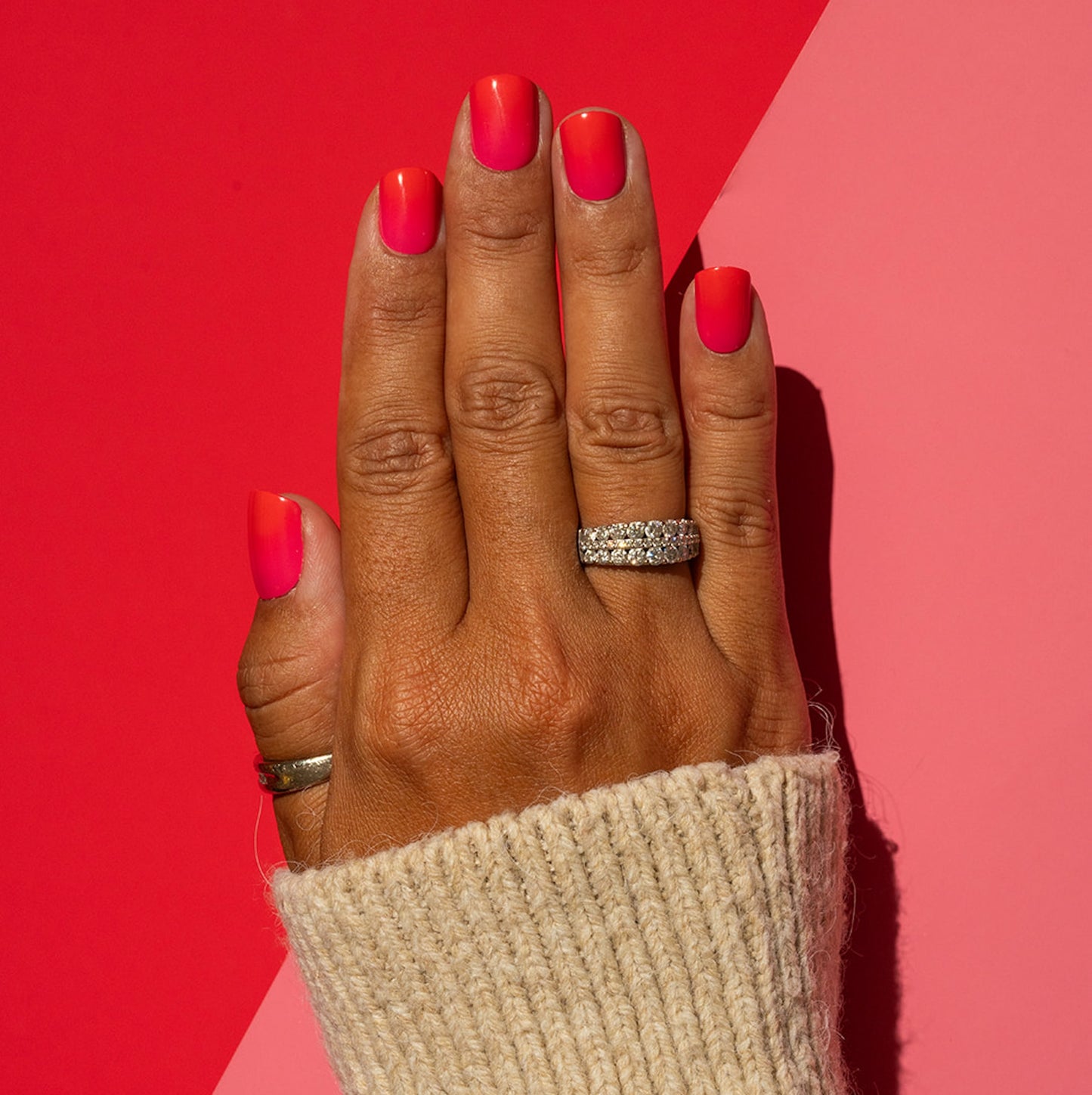 red and pink press on nail 9MM