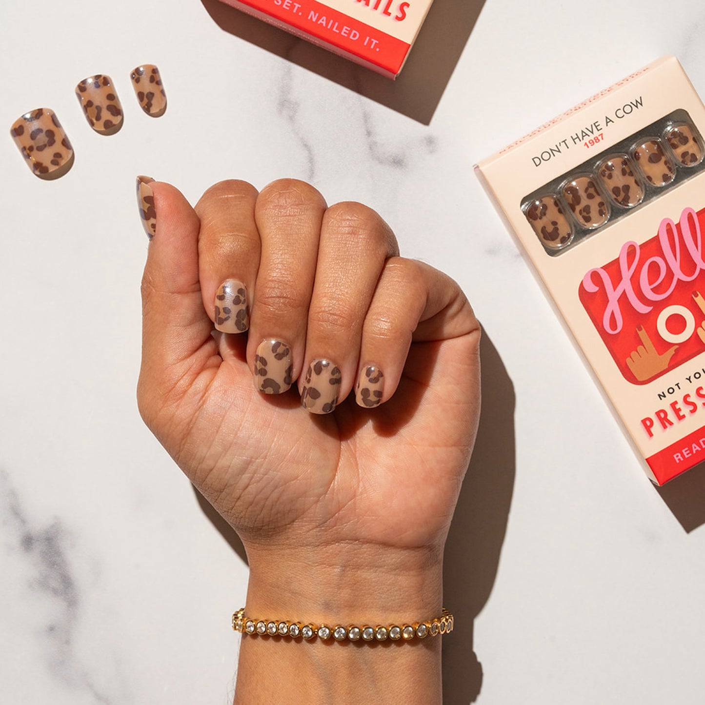 short leopard press on nail DHC