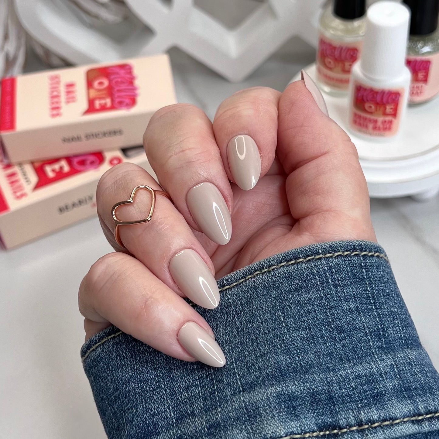 Almond Beige Press On Nail BMI-A