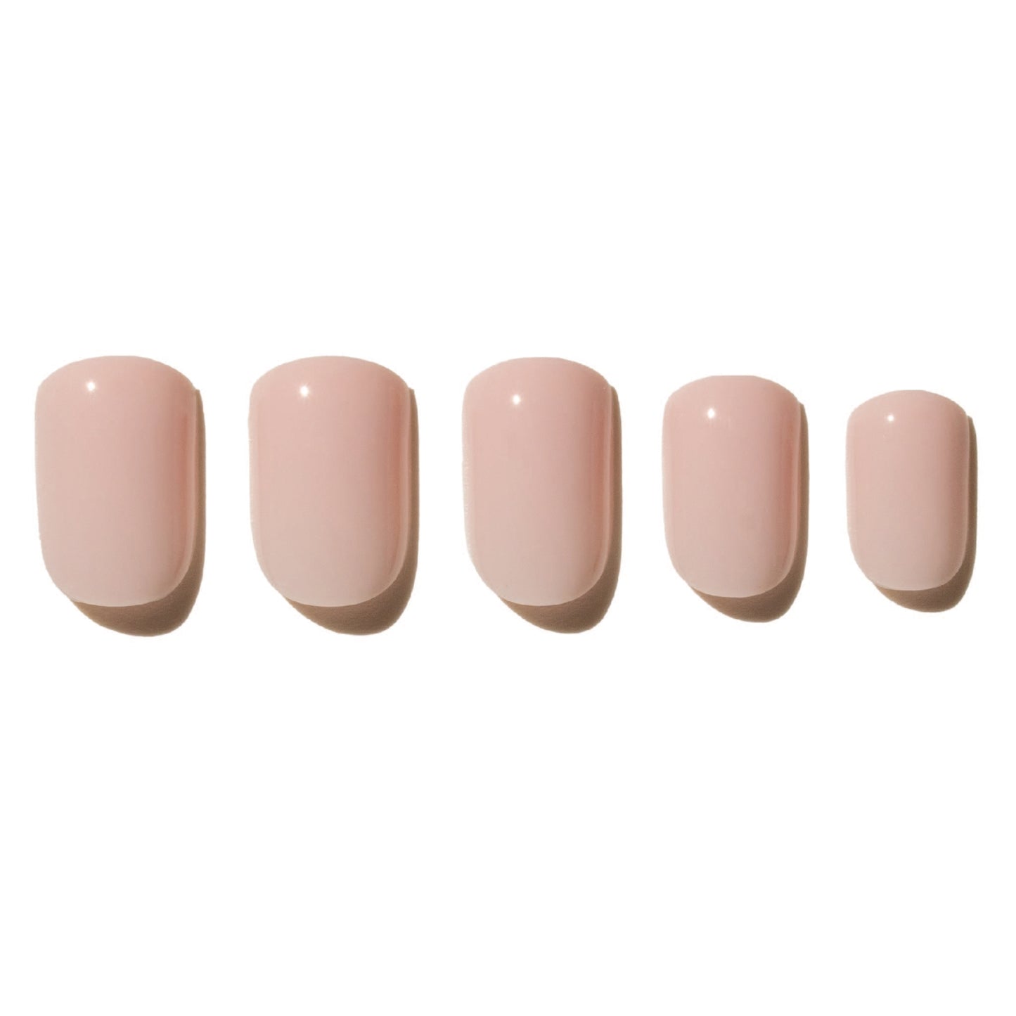 Five pink press on nails  on a white background