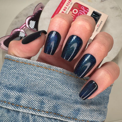 Blue Galaxy Coffin Press On Nail BBL-SQ