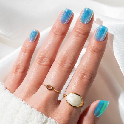 Blue Glitter Holographic Press On Nails WSK