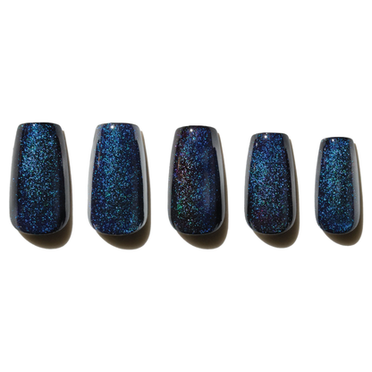 Blue Glitter Press On Nail BBL-SQ_