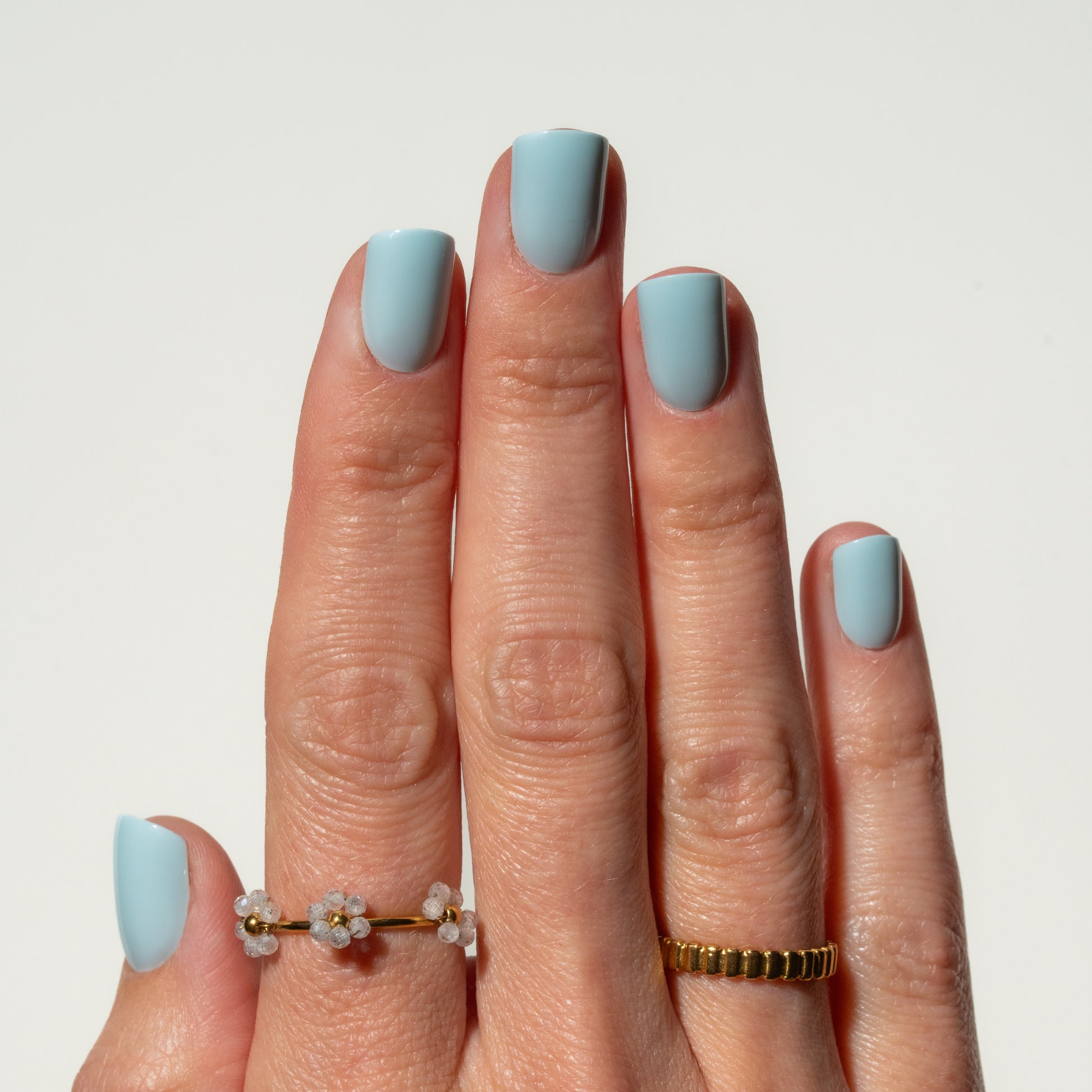 Glossy Light Blue Press On Nails