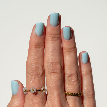 Glossy Light Blue Press On Nails