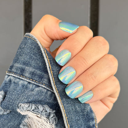 Blue Stick On Nails
