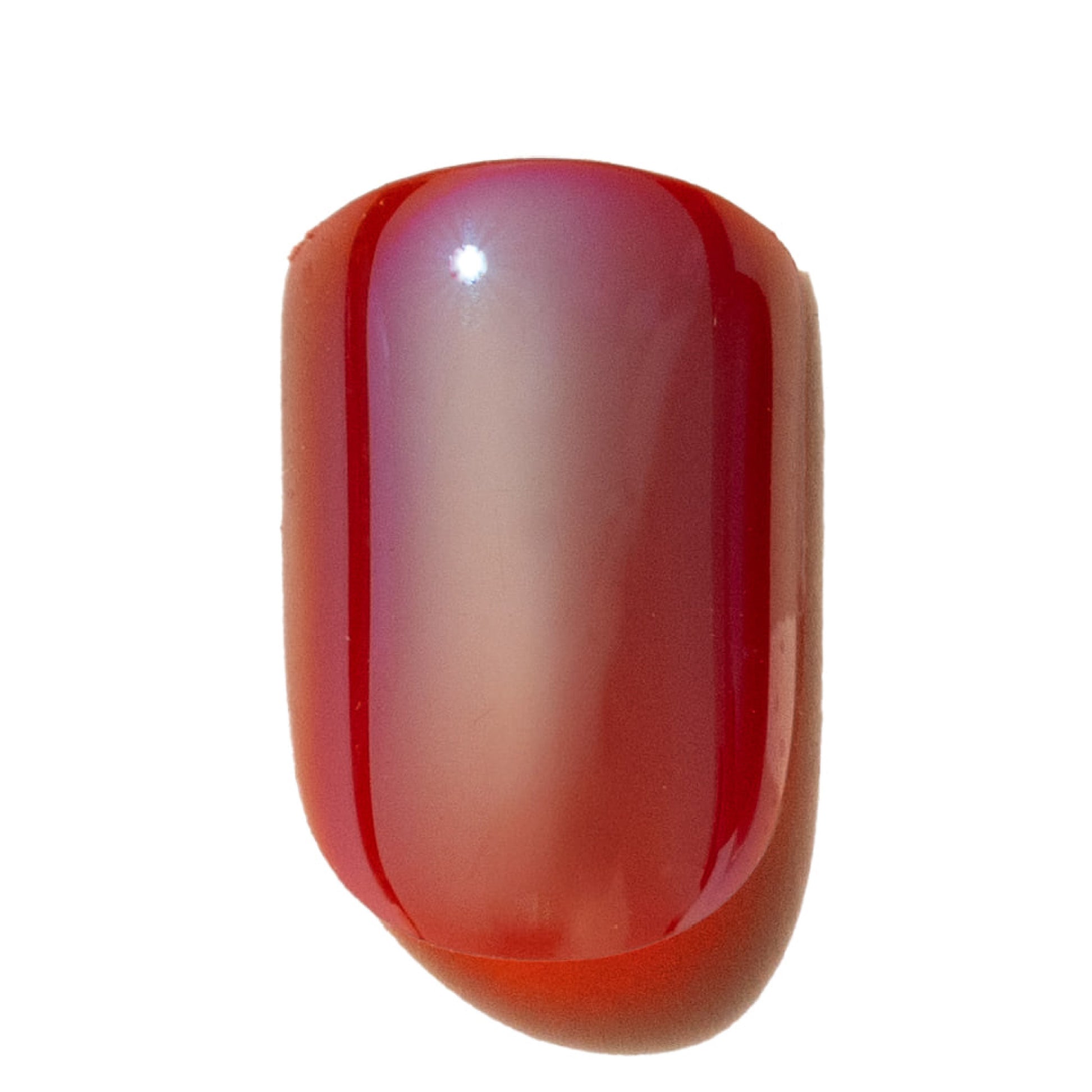 Red high gloss press on nail on a white background