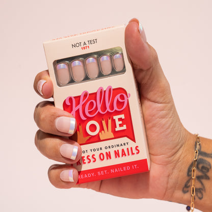 French Manicure Press-On Nails | Short Length | Square Shape NAT