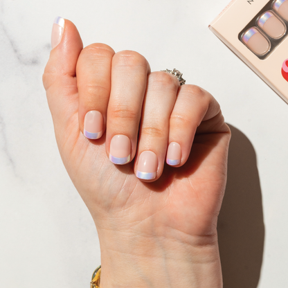 French Tip Press-On Nails | Short Length | Square Shape NAT