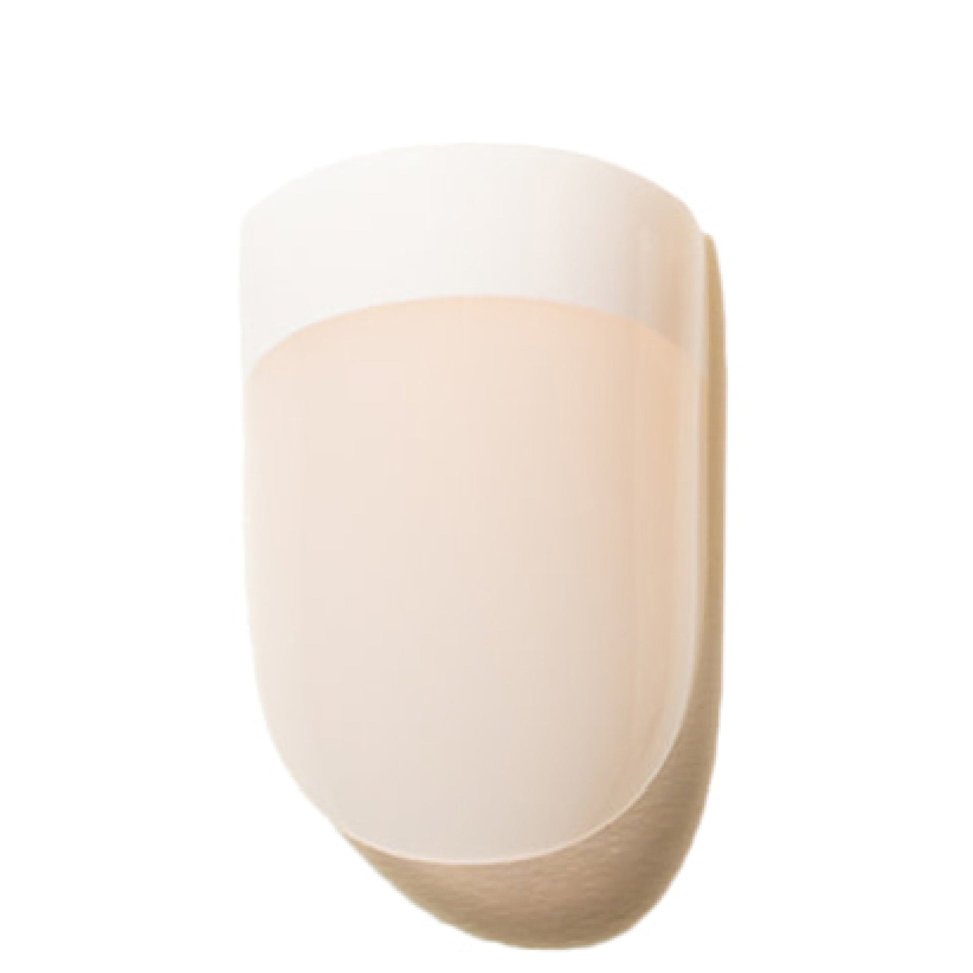 A beige french tip press on nail with a glossy finish, representing the product 'Off with the Last Head'.