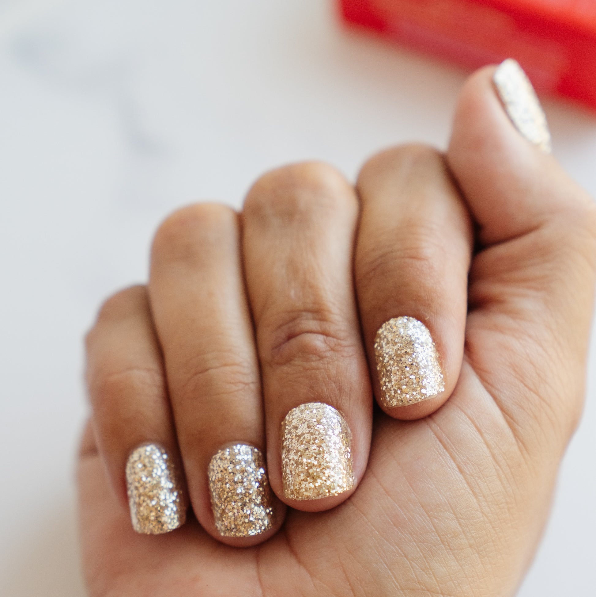 Gold Glitter Stick On Nails ESM