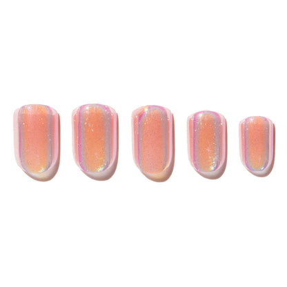 Iridescent Pink Glitter Press-On Nails | Short | Square SSN