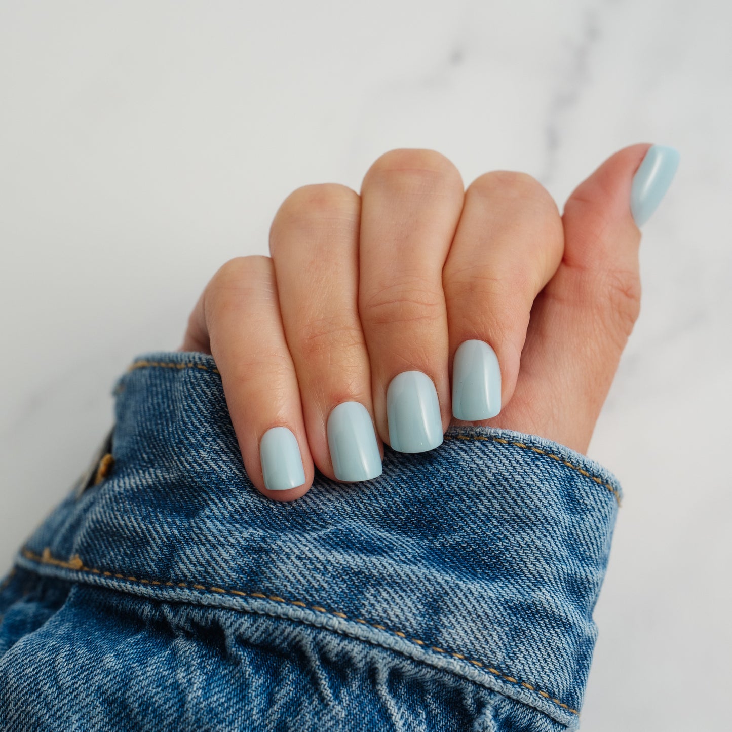Light Blue Press On Nails